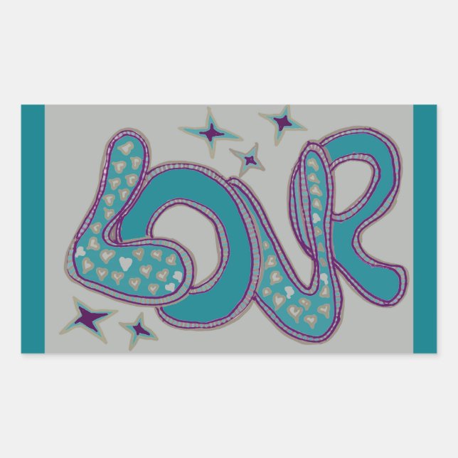 Sticker Rectangulaire L'amour dans le style années 1960 (Devant)