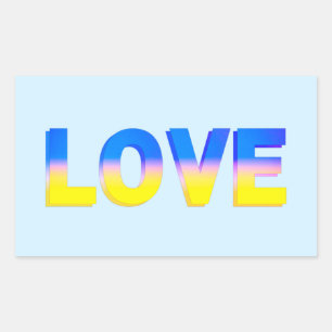 Sticker Rectangulaire L'AMOUR en bleu et jaune pour l'Ukraine Ukrainien