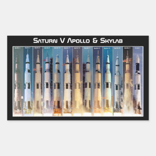 Sticker Rectangulaire Lancement de la fusée Saturn V Moon