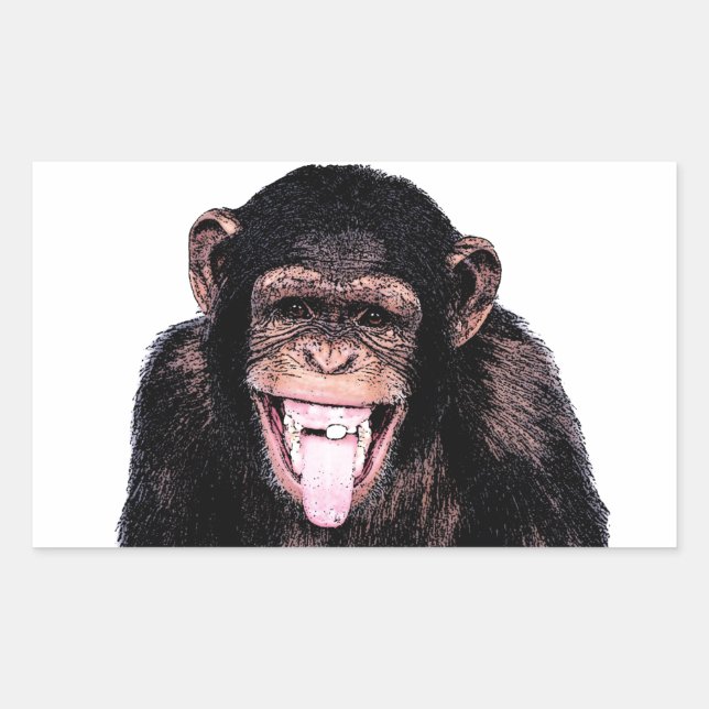 Sticker Rectangulaire Langue du chimpanzé (Devant)