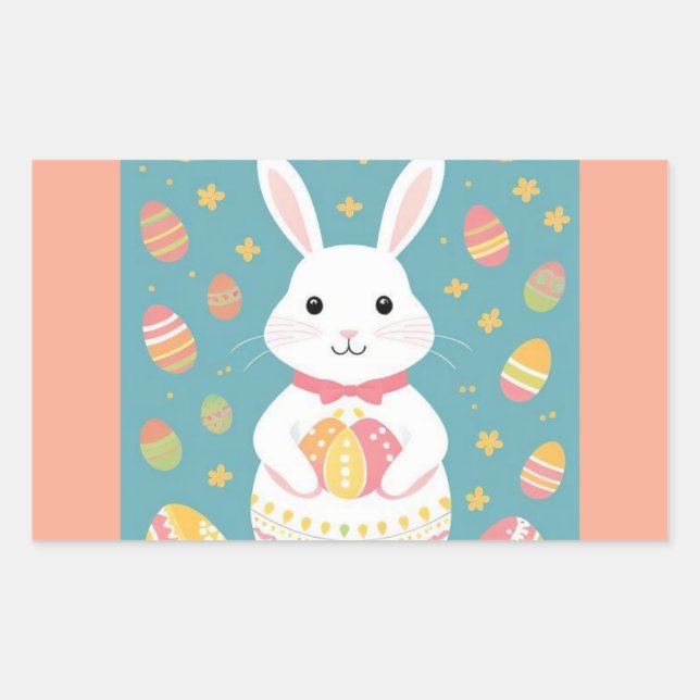 Sticker Rectangulaire Lapin blanc (Devant)
