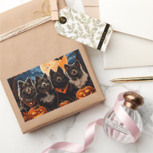 Sticker Rectangulaire Lapphund finlandais Halloween Éffrayant