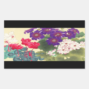 Sticker Rectangulaire L'aquarelle vintage japonaise classique fleurit