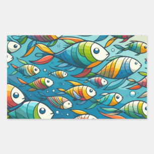 Sticker Rectangulaire L'art coloré du poisson sous-marin