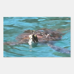 Sticker Rectangulaire L'art de la faune de la tortue de mer Loggerhead
