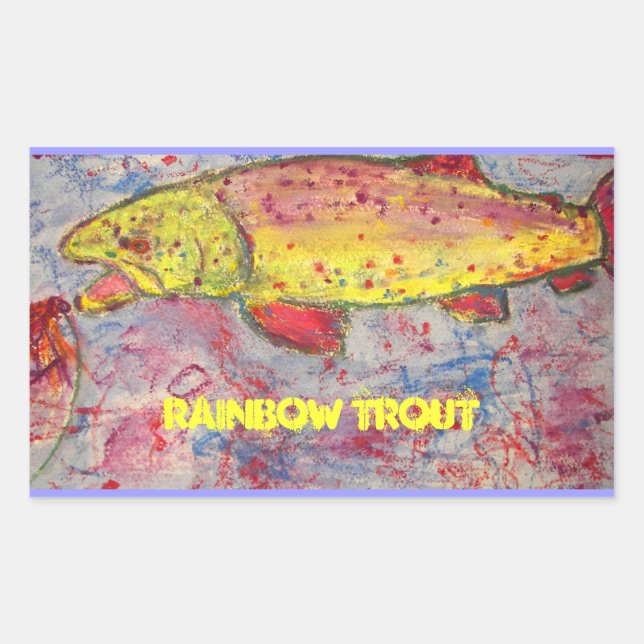Sticker Rectangulaire l'art de la truite arc-en-ciel (Devant)