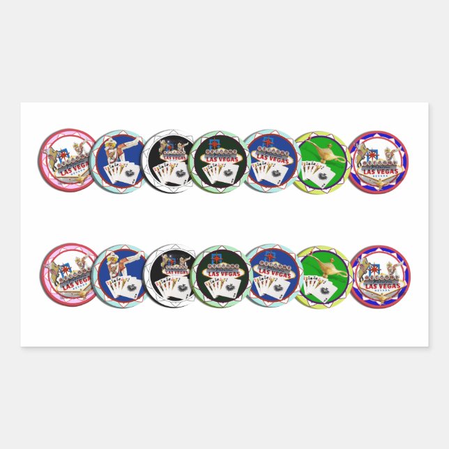 Sticker Rectangulaire Las Vegas Poker Chip Rows (Devant)