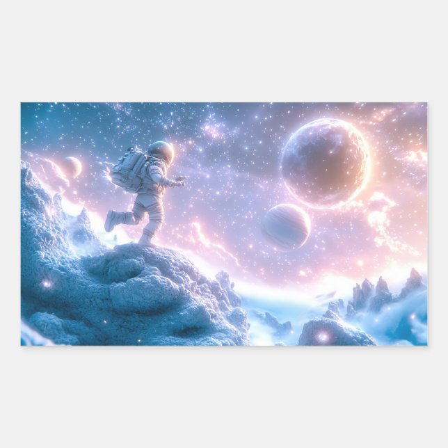 Sticker Rectangulaire L'astronaute en saut (Devant)