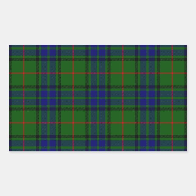 Sticker Rectangulaire Lauder tartan bleu vert plaid (Devant)