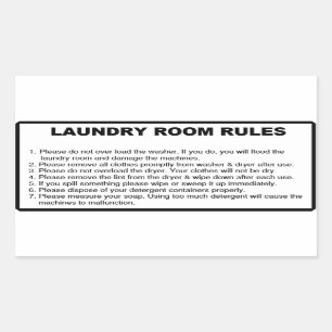 Sticker Rectangulaire 'Lave Règles' Lave-Linge Overlay Black