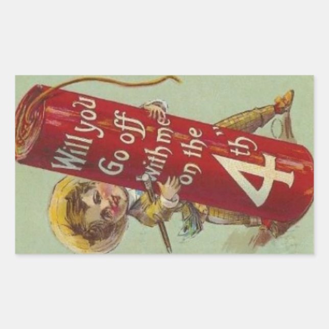 Sticker Rectangulaire Le 4 juillet, partez avec moi (Devant)