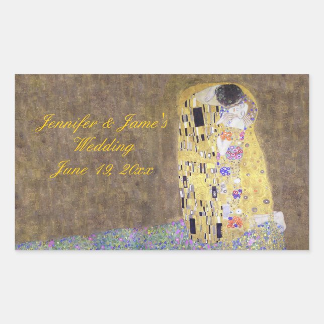Sticker Rectangulaire "Le baiser" par Gustav Klimt Mariage personnalisé (Devant)