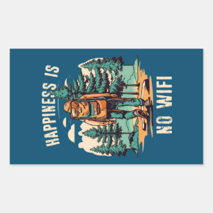 Sticker Rectangulaire Le Bonheur N'Est Pas Un Backpacking Wifi