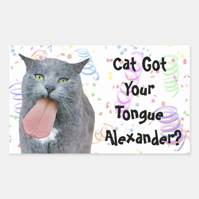 Sticker Rectangulaire Le Chat De Fête A Ta Langue ? (Devant)