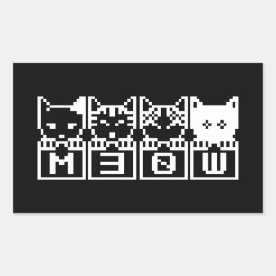 STICKER RECTANGULAIRE LE CHATS M30W 8 BITS