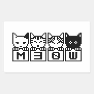 STICKER RECTANGULAIRE LE CHATS M30W 8 BITS