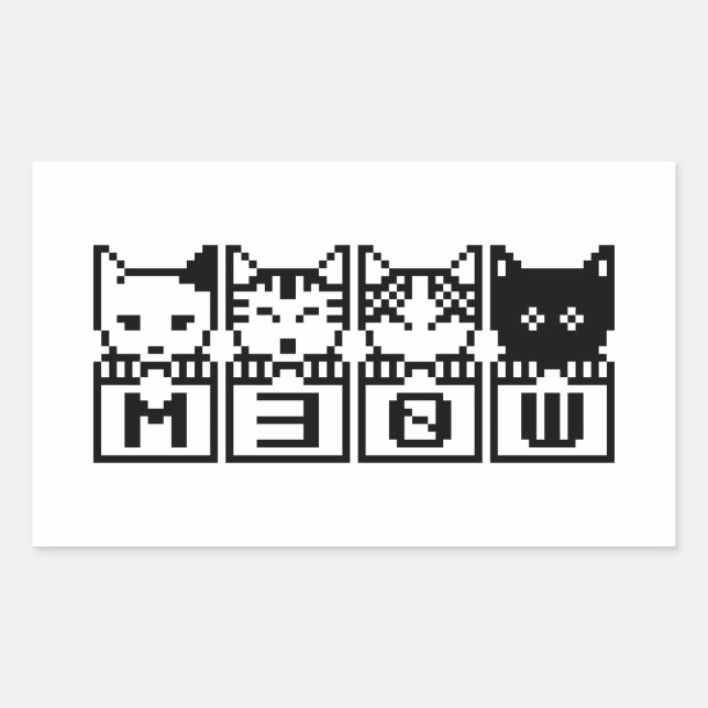 STICKER RECTANGULAIRE LE CHATS M30W 8 BITS (Devant)