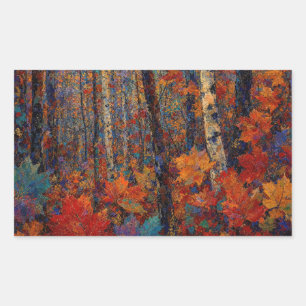 Sticker Rectangulaire "Le chemin secret du cerf" – Un paysage coloré