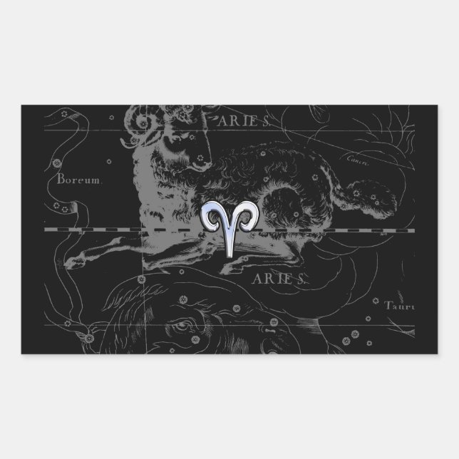 Sticker Rectangulaire Le chrome comme le zodiaque de Bélier se (Devant)