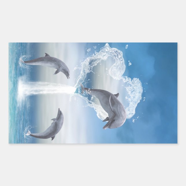 Sticker Rectangulaire Le coeur des Dolphins (Devant)