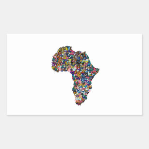 Sticker Rectangulaire Le continent africain aux couleurs vives