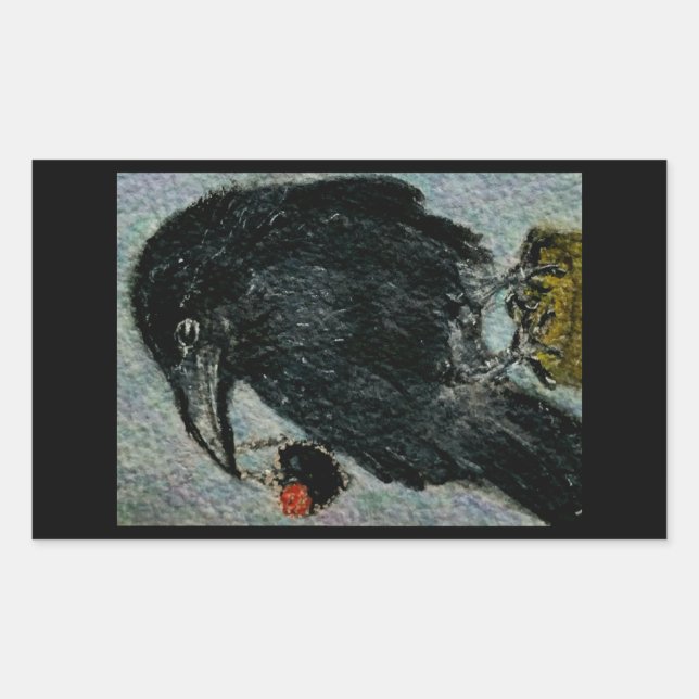 Sticker Rectangulaire 'Le Corbeau qui a volé le collier rose ! ' Anniver (Devant)