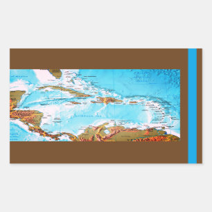 Sticker Rectangulaire Le des Caraïbes (carte)