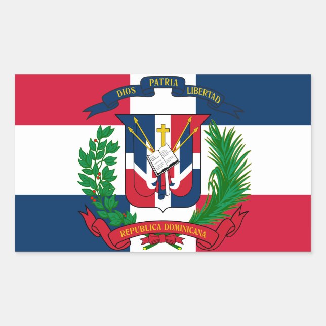 Sticker Rectangulaire Le drapeau de la République Dominicaine (Devant)