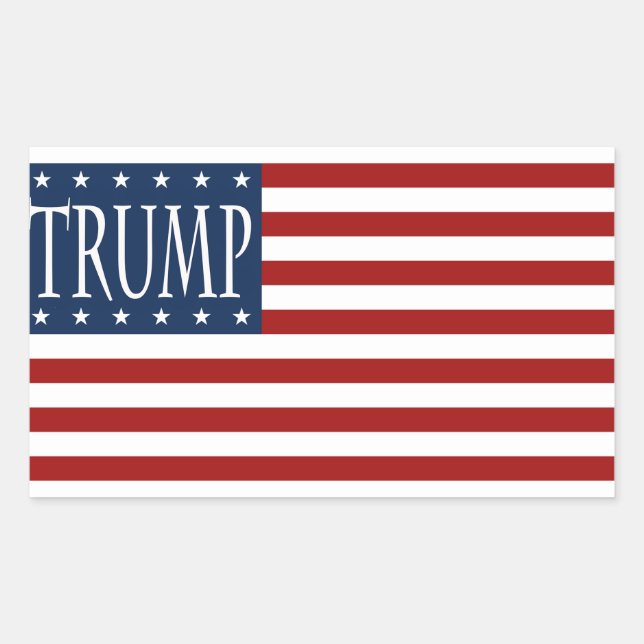 STICKER RECTANGULAIRE LE DRAPEAU TRUMP, RENDEZ L'AMÉRIQUE GRANDE. (Devant)