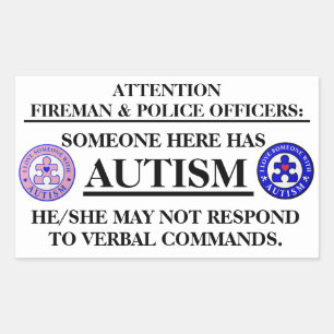 Sticker Rectangulaire le feu d'autisme d'AutismPuzzlePiece.com/sécurit