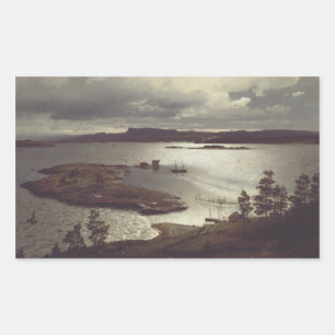Sticker Rectangulaire Le fjord de Sandvik par Hans Gude