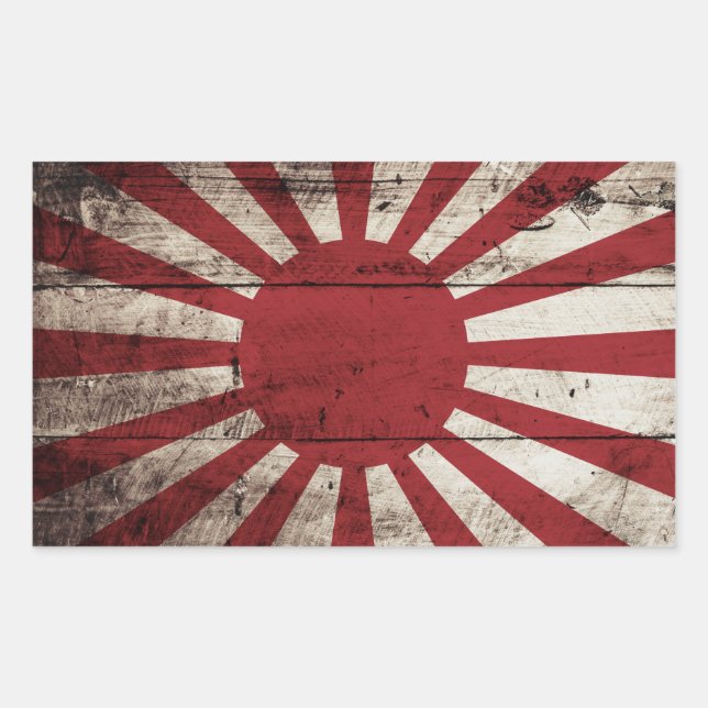 Sticker Rectangulaire Le Japon lève le drapeau du soleil sur le vieux gr (Devant)
