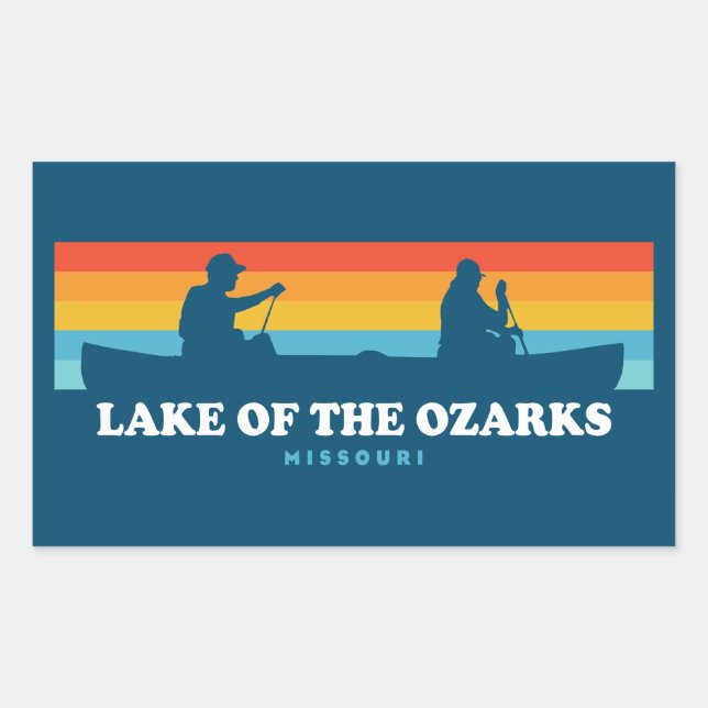 Sticker Rectangulaire Le Lac Des Ozarks Missouri Canoe (Devant)