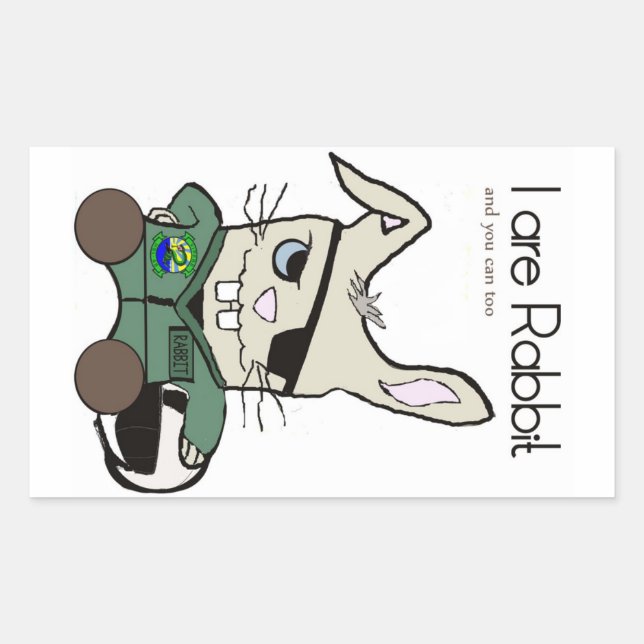 Sticker Rectangulaire Le lapin. Un pilote d'hélicoptère. (Devant)