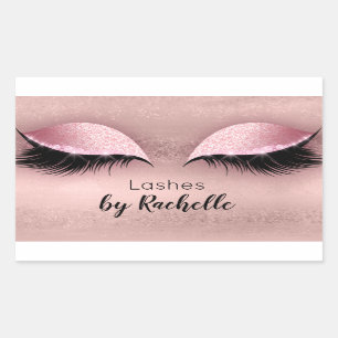 Sticker Rectangulaire Le maquillage de mèches de cil rougissent rose