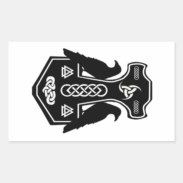 Sticker Rectangulaire Le marteau de Pagan Celtic Norse Thor (Devant)