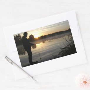 Sticker Rectangulaire Le matin du pêcheur