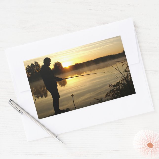 Sticker Rectangulaire Le matin du pêcheur (Enveloppe)