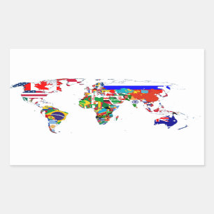 Sticker Rectangulaire Le monde en drapeaux