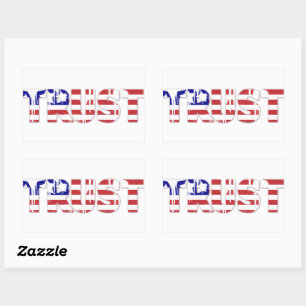 Sticker Rectangulaire Le mot Trust with Patriotic American Flag