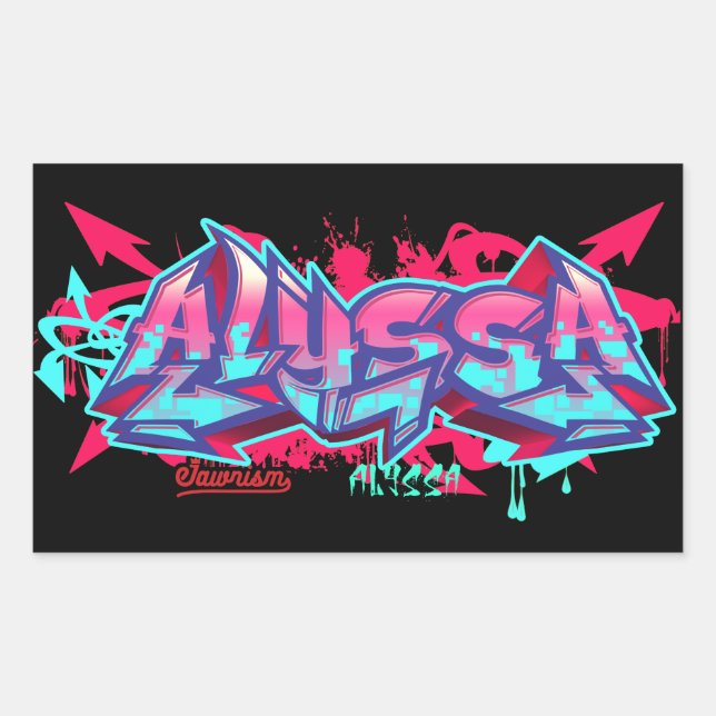 Sticker Rectangulaire Le nom Alyssa en graffiti-Stickers rectangle (Devant)