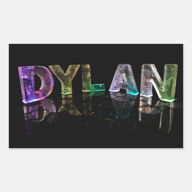 Sticker Rectangulaire Le nom Dylan en lumières 3D (photo) (Devant)