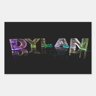 Sticker Rectangulaire Le nom Dylan en lumières 3D (photo)