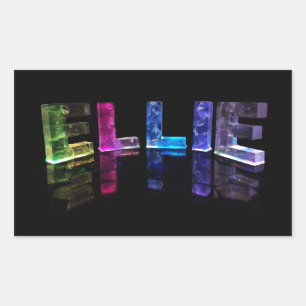 Sticker Rectangulaire Le nom Ellie aux lumières 3D (photo)