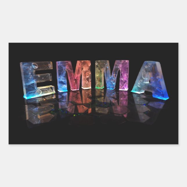 Sticker Rectangulaire Le nom Emma en lumières 3D (photo) (Devant)