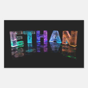 Sticker Rectangulaire Le nom Ethan en lumières 3D (photo)