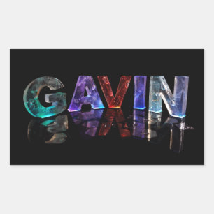 Sticker Rectangulaire Le nom Gavin en lumières 3D (photo)