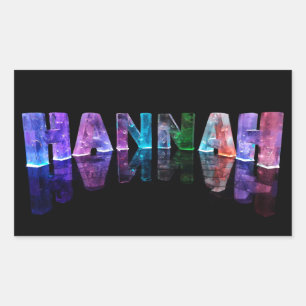 Sticker Rectangulaire Le nom Hannah en lumières 3D (photo)