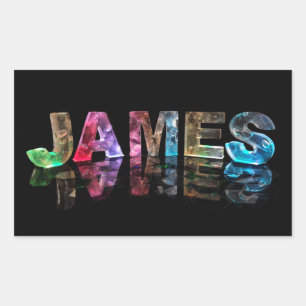 Sticker Rectangulaire Le nom James en lumières 3D (photo)