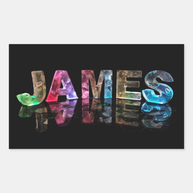 Sticker Rectangulaire Le nom James en lumières 3D (photo) (Devant)